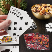 Rode en bruine bladeren pokerkaarten (Insitu)