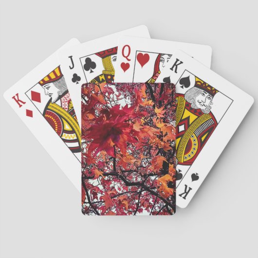 Rode en bruine bladeren pokerkaarten (Achterkant)