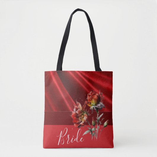Rode en bruine bloem bruidstas tote bag (Voorkant)