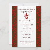 Rode en bruine Brocade Bridal Shower Kaart (Achterkant)