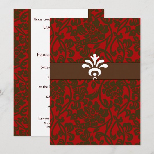 Rode en bruine Brocade Bridal Shower Kaart (Voorkant / Achterkant)