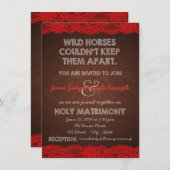 Rode en bruine bruiloft kaart (Voorkant / Achterkant)