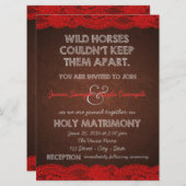 Rode en bruine bruiloft kaart (Voorkant / Achterkant)