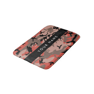 Rode en bruine camouflage Jouw naam personaliseren Badmat