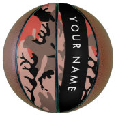 Rode en bruine camouflage Jouw naam personaliseren Basketbal (Verticaal)