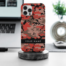 Rode en bruine camouflage Jouw naam personaliseren iPhone 15 Pro Max Hoesje