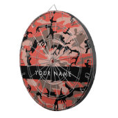 Rode en bruine camouflage Jouw naam personaliseren Dartbord (Voorkant Rechts)