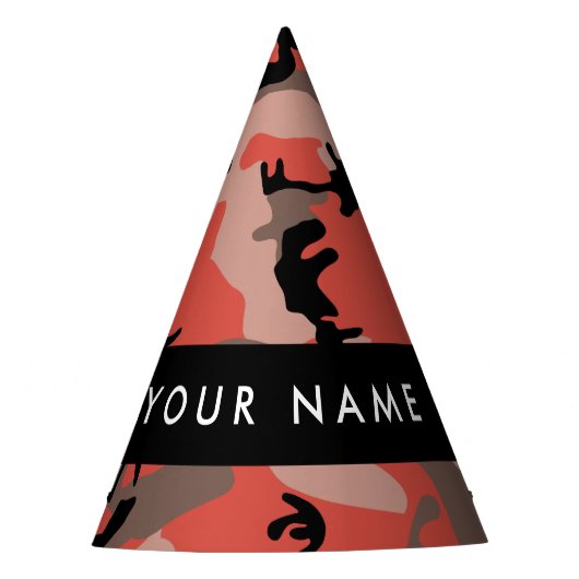 Rode en bruine camouflage Jouw naam personaliseren Feesthoedjes (Voorkant)