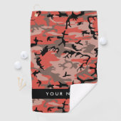 Rode en bruine camouflage Jouw naam personaliseren Golfhanddoek (Insitu)