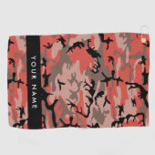 Rode en bruine camouflage Jouw naam personaliseren Golfhanddoek (Horizontaal)