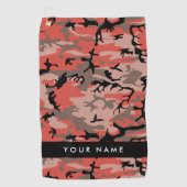 Rode en bruine camouflage Jouw naam personaliseren Golfhanddoek (Voorkant)