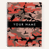 Rode en bruine camouflage Jouw naam personaliseren Notitieboek (Voorkant)