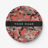 Rode en bruine camouflage Jouw naam personaliseren Papieren Bordje (Voorkant)