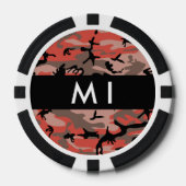 Rode en bruine camouflage Jouw naam personaliseren Poker Chips (Voorkant)