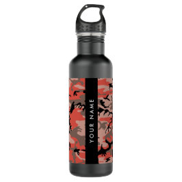 Rode en bruine camouflage Jouw naam personaliseren Waterfles