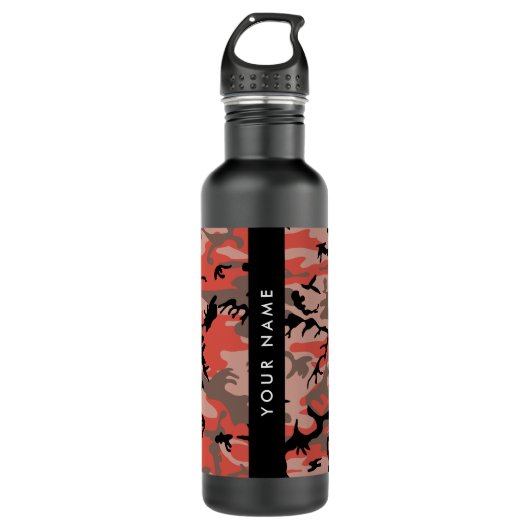 Rode en bruine camouflage Jouw naam personaliseren Waterfles (Voorkant)