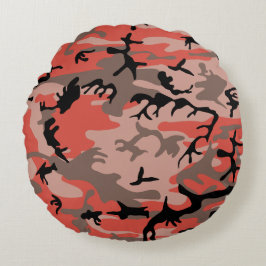 Rode en bruine camouflage, leger, leger rond kussen