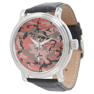 Rode en bruine camouflage, militair, leger horloge
