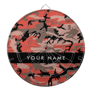 Rode en bruine camouflage Personaliseer je naam Dartbord