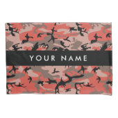 Rode en bruine camouflage personaliseer je naam kussensloop (Voorkant)