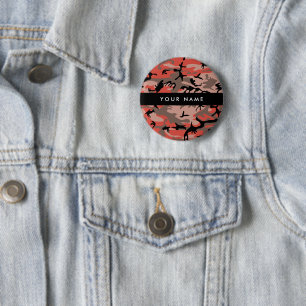 Rode en bruine camouflage Uw naam personaliseren Ronde Button 5,7 Cm