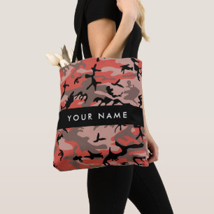 Rode en bruine camouflage Uw naam personaliseren Tote Bag