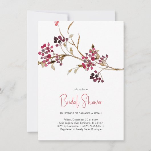 Rode en bruine Herfst bruidsdouche uitnodigingen (Voorkant)