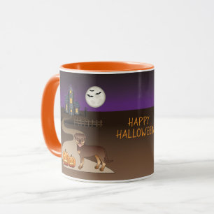 Rode en bruine Rottweiler Halloween spookhuis Mok