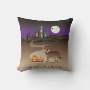 Rode En Bruine Rottweiler Halloween Spukhuis Kussen