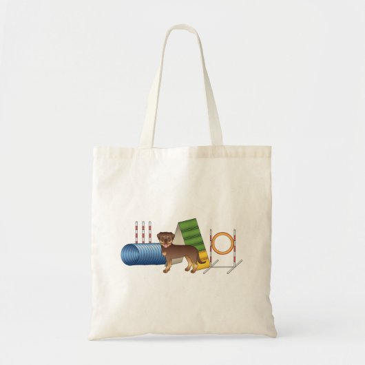 Rode En Bruine Rottweiler Met Agilityapparatuur Tote Bag (Voorkant)