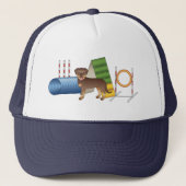 Rode En Bruine Rottweiler Met Agilityapparatuur Trucker Pet (Voorkant)