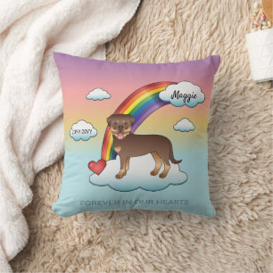 Rode En Bruine Rottweiler Mooie Hond Regenboog Her Kussen