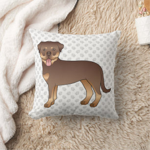 Rode En Bruine Rottweiler Moppige Cartoon Hond En Kussen