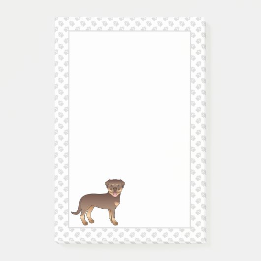 Rode En Bruine Rottweiler Moppige Cartoon Hond En  Post-it® Notes (Voorkant)