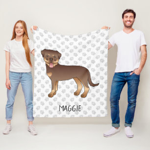 Rode En Bruine Rottweiler Mopshond Cartoon Hond En Fleece Deken