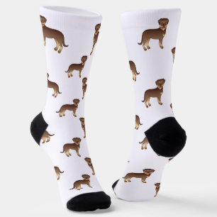 Rode En Bruine Rottweiler Mopshond Cartoon Patroon Sokken