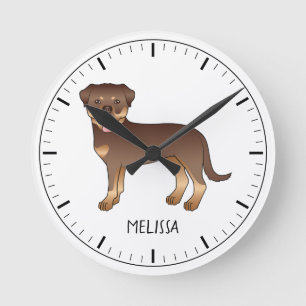 Rode En Bruine Rottweiler Mopshond Cartooneske Hun Ronde Klok