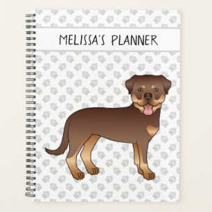 Rode en bruine Rottweiler Schattige Cartoon Hond e Planner