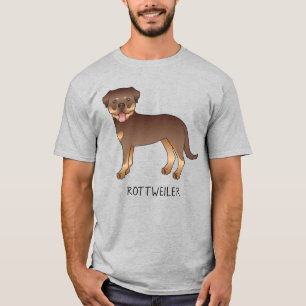 Rode En Bruine Rottweiler Schattige Cartoon Hond E T-shirt