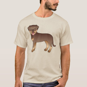 Rode En Bruine Rottweiler Schattige Cartoon Hond T-shirt