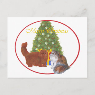 Rode en Calico Perzische Katten Kerstmis Feestdagenkaart