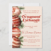 Rode en Cream Kerst Ornament Exchange Kaart (Voorkant)