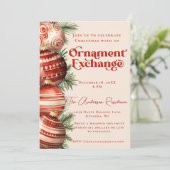 Rode en Cream Kerst Ornament Exchange Kaart (Staand voorkant)