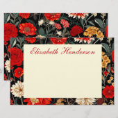 Rode en Crème Bloemen 5.5x8.5 Horizontale briefpap Briefpapier (Voorkant / Achterkant)