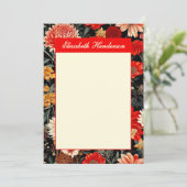 Rode en Crème Bloemen 5x7 Verticale Stationery Kaa (Staand voorkant)
