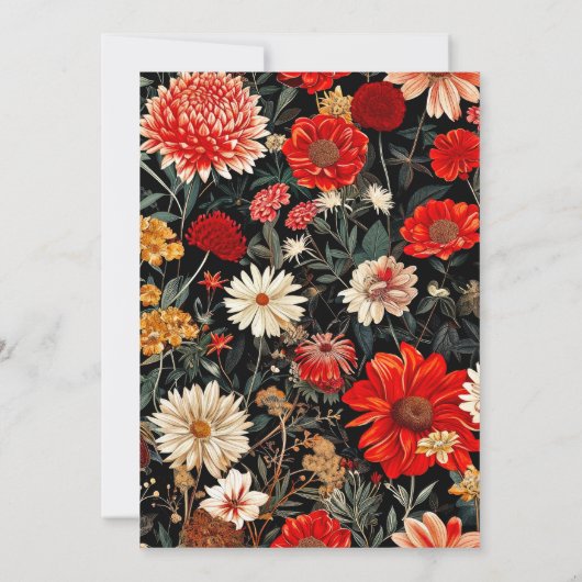 Rode en Crème Bloemen 5x7 Verticale Stationery Kaa (Achterkant)