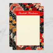 Rode en Crème Bloemen 5x7 Verticale Stationery Kaa (Voorkant / Achterkant)