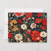 Rode en Crème Bloemen A6 Horizontale Stationery Ka Notitiekaartje (Achterkant)