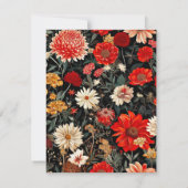 Rode en Crème Bloemen A6 Verticale Stationery Kaar Notitiekaartje (Achterkant)