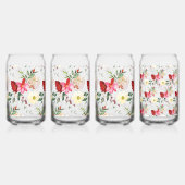  rode en crème bloemen blikvorm glas (Achterkant)